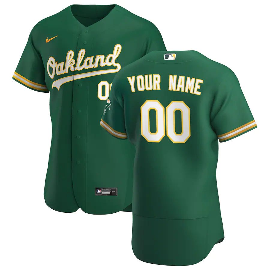 Mens Oakland Athletics Nike Kelly Green Alternate Authentic Custom MLB Jerseys